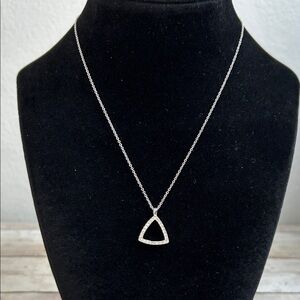 Elegant Silver Crystal Triangle Pendant Necklace